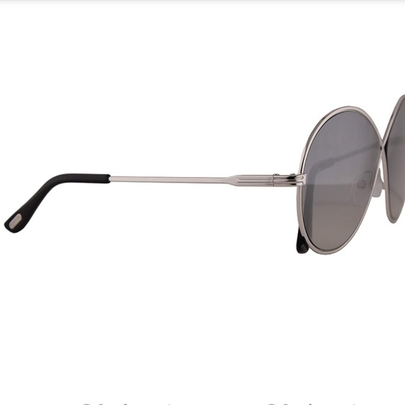 Tom Ford TF564-18C Rania Round Sunglasses Rhodium Silver/Grey Smoke Mirror 64 mm